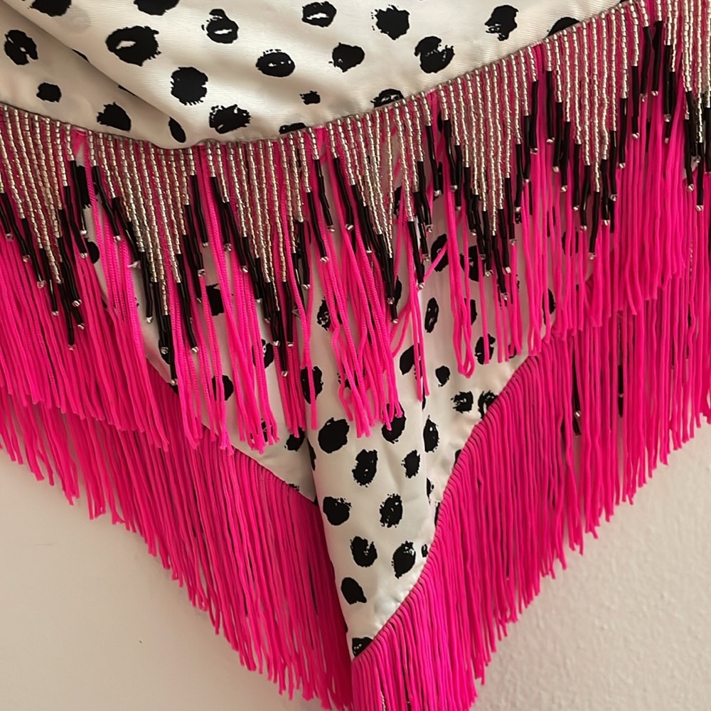 PROVA 100% Silk Scarf with bead fringes - Picture 2 of 7